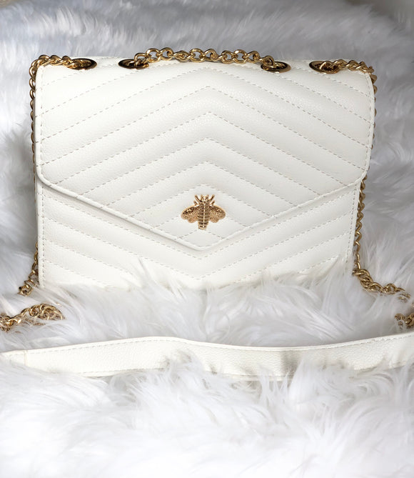 QUILTED BEE BAG- WHITE