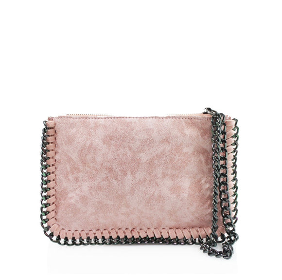 WRIST CHAIN CLUTCH BAG- PINK