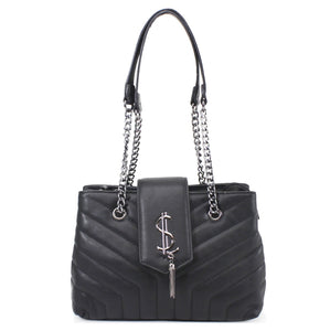 Quilted $ Tassel Bag- Black