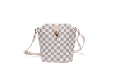 CHECKED CROSSBODY BAG- CREAM