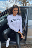 White Chicago Slogan Hoodie